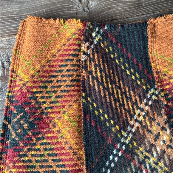 Anne Klein patchwork Plaid A-Line Skirt Orange Black tartan plaid wool size 12 - Picture 2 of 7